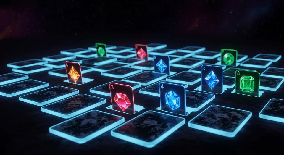 Facet Flip game — memory match cards in space
